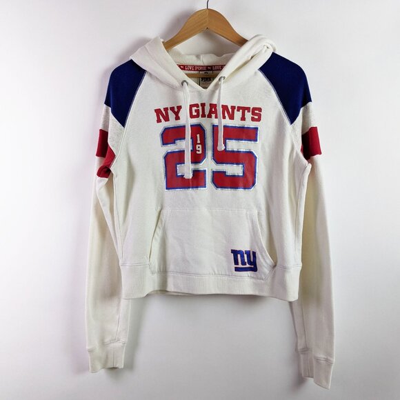 Victoria's Secret Tops - Victoria’s Secret PINK NY Giants Hoodie Womens Football Pullover Crop